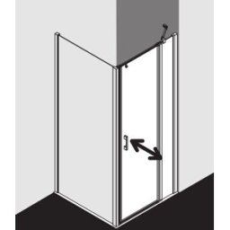 Kermi Liga porte battante avec panneau fixe pour paroi latérale LI1GR120201PK 120x200cm, argent mat brillant, verre de sécurité trempé transparent, à droite, sur receveur de douche