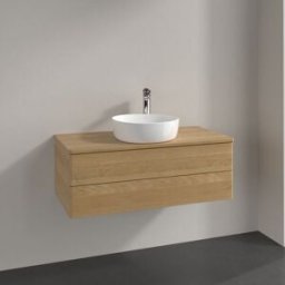Villeroy und Boch Meuble sous-vasque Villeroy et Boch Antao K20051HN 100x36x50cm, trou pour robinet, plan de toilette couleur chêne miel, chêne miel
