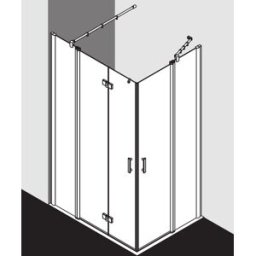 Kermi demi-porte d'entrée d' Diga avec champ fixe DIF2L09318VPK 93x185cm, argent brillant, verre de sécurité trempé clair, gauche, sur la zone de douche