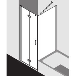 Kermi porte pliante Diga pour paroi latérale DI2SL10020VPK 100x200cm, argent brillant, verre de sécurité trempé transparent, gauche, sur receveur de douche