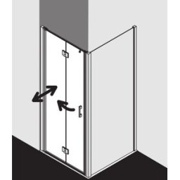 Kermi porte pliante Liga pour paroi latérale LI2SL105181PK 105x185cm, argent mat brillant, verre de sécurité trempé clair, gauche, sur receveur de douche