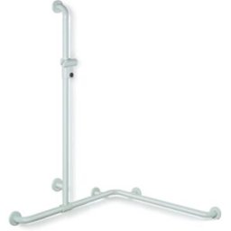 Hewi 801 main courante de douche 801.35D31098 2 x 762 x 1100 mm, blanc de sécurité, antimicrobien, avec barre de support de douche