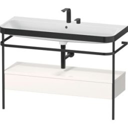 Duravit Happy D.2 Plus combinaison lavabo pour meuble HP4744E22220000 117,5x49cm, avec console en métal, 2 trous pour robinet, blanc brillant
