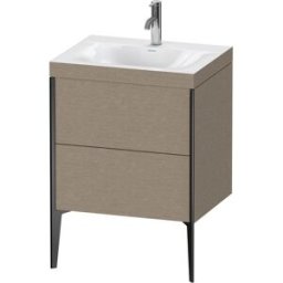 Duravit XViu Table de toilette XV4709OB211C 60x48cm, 2 2000 - out, Match2 trou de coulée, noir mat, Cadres C, le cachemire chêne