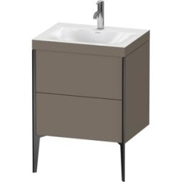 Duravit XViu Table de toilette XV4709OB290C 60x48cm, 2 2000 - out, Match2 trou de coulée, noir mat, Cadres C, flanelle gris mat de soie