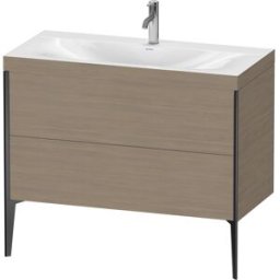 Duravit XViu Table de toilette XV4711OB235C 100x48cm, 2 2000 - out, Match2 trou de coulée, noir mat, Cadres C, en terre chêne