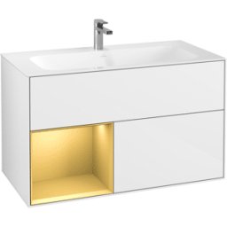 Villeroy und Boch Villeroy et Boch Finion Villeroy et Boch G030HFGF 99,6x59,1cm, éclairage mural, étagère gauche or mat, laqué blanc brillant