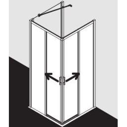 Kermi Liga coulissant demi-entrée. 2 pièces sans plancher LIC2L12320VPK 123x200cm, argent brillant, verre de sécurité trempé clair, gauche, sur la zone de douche