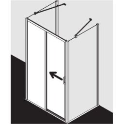 Kermi porte Liga 2 pcs. sans plancher avec panneau fixe LID2L155201AK 151-156x200cm, brillant argent mat, verre de sécurité trempé, gauche, sur receveur de douche