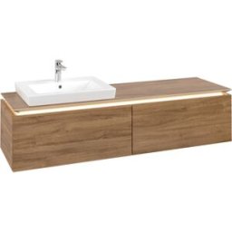 Villeroy und Boch Legato Villeroy et Boch vasque B688L0RH 160x38x50cm, meuble sous-vasque gauche, avec éclairage LED, Kansas Oak