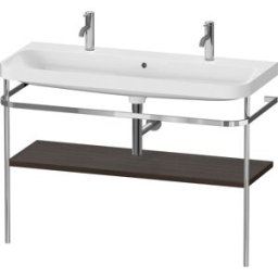Combinaison lavabo pour meuble Duravit Happy D.2 Plus HP4849O69690000 117,5x49cm, 1 trou pour robinetterie, avec console en métal, noyer brossé