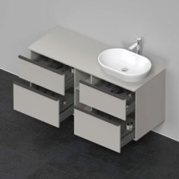 Duravit D-Neo sous-lavabo DE4970R0707 140 x 55 cm, Gris Béton Mat , suspendu, 4 tiroirs, console 2000 , vasque à droite