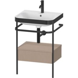 Combinaison lavabo pour meuble Duravit Happy D.2 Plus HP4740O7575 57,5 x 49 cm, 1 trou pour robinetterie, lin, avec console en métal