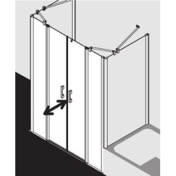 Kermi Pega porte battante à panneaux fixes PEPTF12020VAK 120x200cm, argent brillant, verre de sécurité trempé transparent, sur receveur de douche