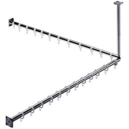Emco 358700123 Set de douche 1.000 mm (2 x Barre pour rideau de douche, 1 x Set de montage, 1 x Ecoincon, 90°, 1 x Support plafond pour barre, 24 x Anneau de douche)