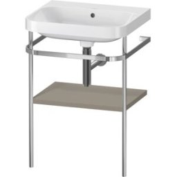 Combinaison lavabo pour meuble Duravit Happy D.2 Plus HP4835N9292 57,5 x 49 cm, sans trou pour robinetterie, finition satinée gris pierre, avec console en métal