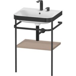Duravit Happy D.2 Plus combinaison lavabo pour meuble HP4735E7575 57,5 x 49 cm, 2 trous pour robinetterie, lin, avec console en métal