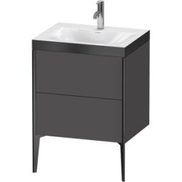 Duravit XViu Table de toilette XV4709OB249P 60x48cm, 2 2000 - out, Match2 trou de coulée, noir mat, Cadres P, graphite mat
