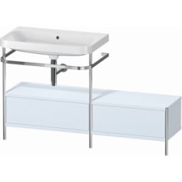 Combinaison lavabo pour meuble Duravit Happy D.2 Plus HP4862N9797 140x49cm, avec console en métal, sans trou pour robinetterie, finition satinée bleu clair