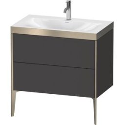 Duravit XViu Table de toilette XV4710OB180P 80x48cm, 2 2000 - out, Match2 trou de coulée, champagne mat, Cadres P, Supermatt graphite