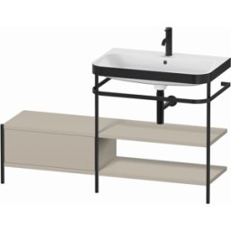 Combinaison lavabo Duravit Happy D.2 Plus HP4747O6060 140 x 49 cm, 1 trou pour robinetterie, finition taupe satiné, avec console en métal