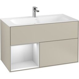 Villeroy und Boch Villeroy et Boch Finion Villeroy et Boch G030MTHH 99,6x59,1cm, éclairage mural, étagère gauche laqué blanc mat, Sand Matt Lacquer