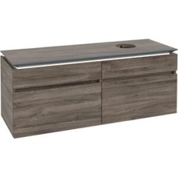 Villeroy und Boch Legato Villeroy et Boch vasque B616L0RK 140x55x50cm, lavabo à droite, avec éclairage LED, Stone Oak
