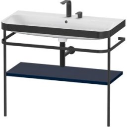Combinaison lavabo pour meuble Duravit Happy D.2 Plus HP4738E9898 97,5 x 49 cm, 2 trous pour robinetterie, finition satinée bleu nuit, avec console en métal