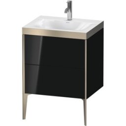 Duravit XViu Table de toilette XV4709OB140P 60x48cm, 2 2000 - out, Match2 trou de coulée, champagne mat, Cadres P, noir brillant