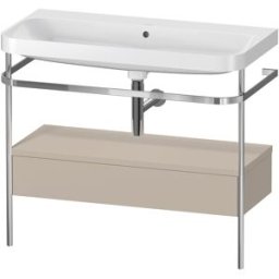 Combinaison lavabo pour meuble Duravit Happy D.2 Plus HP4843N6060 97,5 x 49 cm, sans trou pour robinetterie, finition taupe satinée, avec console en métal