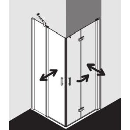 Kermi demi-porte d'entrée d' Diga avec panneau fixe DIEPL07520VPK 75x200cm, sur DW, argent brillant, verre de sécurité trempé clair, gauche