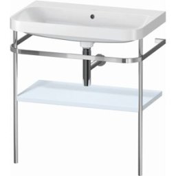 Combinaison lavabo pour meuble Duravit Happy D.2 Plus HP4837N9797 77,5 x 49 cm, sans trou pour robinetterie, finition satinée bleu clair, avec console en métal
