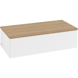 Villeroy und Boch Meuble sous-vasque Villeroy et Boch Antao L40101MT 100x26,8x50cm, plan vasque couleur chêne miel, laqué blanc mat