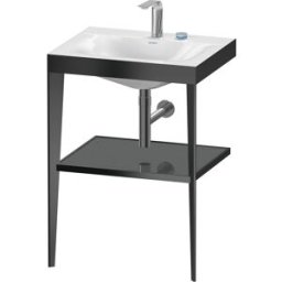Duravit XViu vasque combinaison XV4714EB289 60 x48 cm, 2 trous pour robinetterie, gris flanelle brillant, avec console en métal, noir mat