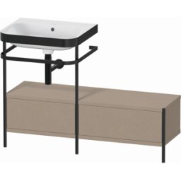 Combinaison lavabo pour meuble Duravit Happy D.2 Plus HP4760N7575 120x49cm, avec console en métal, sans trou pour robinet, lin