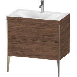Duravit XViu Table de toilette XV4710OB121C 80x48cm, 2 2000 - out, Match2 trou de coulée, champagne mat, Cadres C, noyer noir