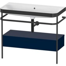 Combinaison lavabo pour meuble Duravit Happy D.2 Plus HP4743N9898 97,5 x 49 cm, sans trou pour robinetterie, finition satinée bleu nuit, avec console en métal