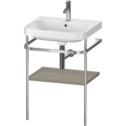 Combinaison lavabo pour meuble Duravit Happy D.2 Plus HP4835O9292 57,5 x 49 cm, 1 trou pour robinetterie, finition gris pierre satiné, avec console en métal