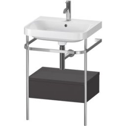 Duravit Happy D.2 Plus combinaison lavabo pour meuble HP4840O8080 57,5 x 49 cm, 1 trou pour robinetterie, graphite super mat, avec console en métal