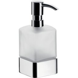 Emco Loft 052100102 Distributeur de savon liquide, cristal satiné, doseur plastique modèle sur pied, metal chromé