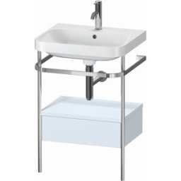 Combinaison lavabo pour meuble Duravit Happy D.2 Plus HP4840O9797 57,5 x 49 cm, 1 trou pour robinetterie, finition bleu clair satiné, avec console en métal