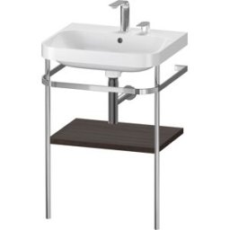 Combinaison lavabo pour meuble Duravit Happy D.2 Plus HP4835E6969 57,5 x 49 cm, 2 trous pour robinetterie, noyer brossé, avec console en métal