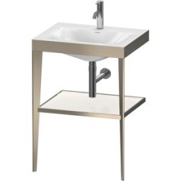 Duravit XViu vasque combinaison XV4714OB185 60 x48 cm, trou pour robinet 2000 blanc haute brillance, avec console en métal, champagne mat