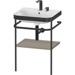 Duravit Happy D.2 Plus combinaison lavabo pour meuble HP4735E9292 57,5 x 49 cm, 2 trous pour robinetterie, finition satinée gris pierre, avec console en métal