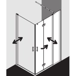 Kermi demi-porte d'entrée d' Diga avec champ fixe DIF2R10020VAK 100x200cm, argent brillant, verre de sécurité trempé, à droite, sur receveur de douche