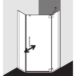 Kermi Pasa XP cabine de douche pentagonale porte battante PXR4509018VPK 90x90x185cm, argent brillant, verre de sécurité trempé clair, droite