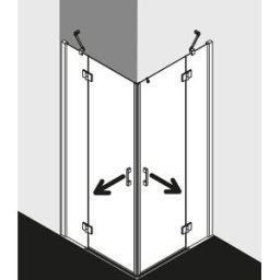 Kermi demi-porte d'entrée d' Liga avec champ fixe LIESL10320VAK 103x200cm, argent brillant, verre de sécurité trempé, gauche, sur la zone de douche