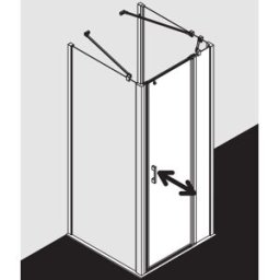 Kermi Liga porte battante avec panneau fixe pour paroi latérale LI1GR080201PK 80x200cm, argent mat brillant, verre de sécurité trempé transparent, à droite, sur receveur de douche