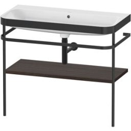 Combinaison lavabo pour meuble Duravit Happy D.2 Plus HP4738N6969 97,5 x 49 cm, sans trou pour robinetterie, noyer brossé, avec console en métal