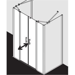Kermi Pega porte battante à panneaux fixes PEPTF12020VYK 120x200cm, verre de sécurité trempé argent brillant SR Opaco Clean, sur receveur de douche